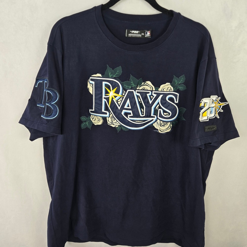 Pro Standard Tampa Bay Rays MLB Floral Rose Shirt Navy Blue 2XL 25th Anniversary